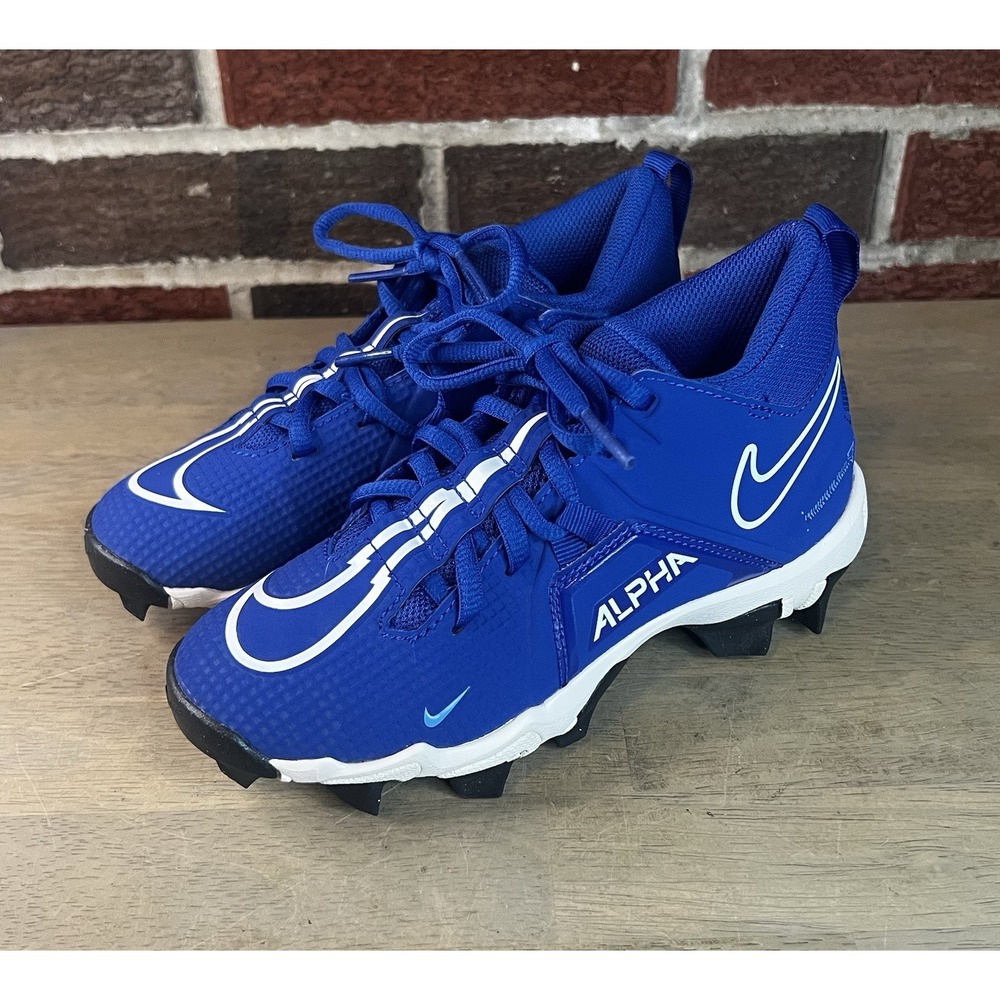 Nike Boy's Alpha Menace 3 Shark Football Cleats Sz 1 Royal Blue White